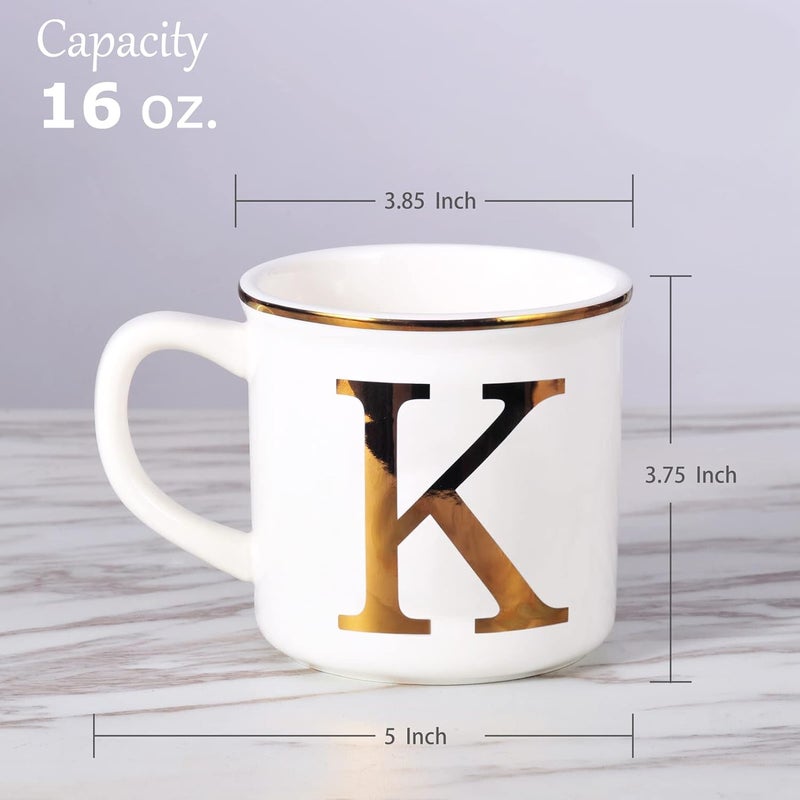 Miicol Ceramic Coffee Mug 16 oz, Monogram Coffee Cup, Golden Initial Tea Mug, Personalized Tea Cup, Unique Gift, Large Mug for Home, Office, Letter K - Image 2